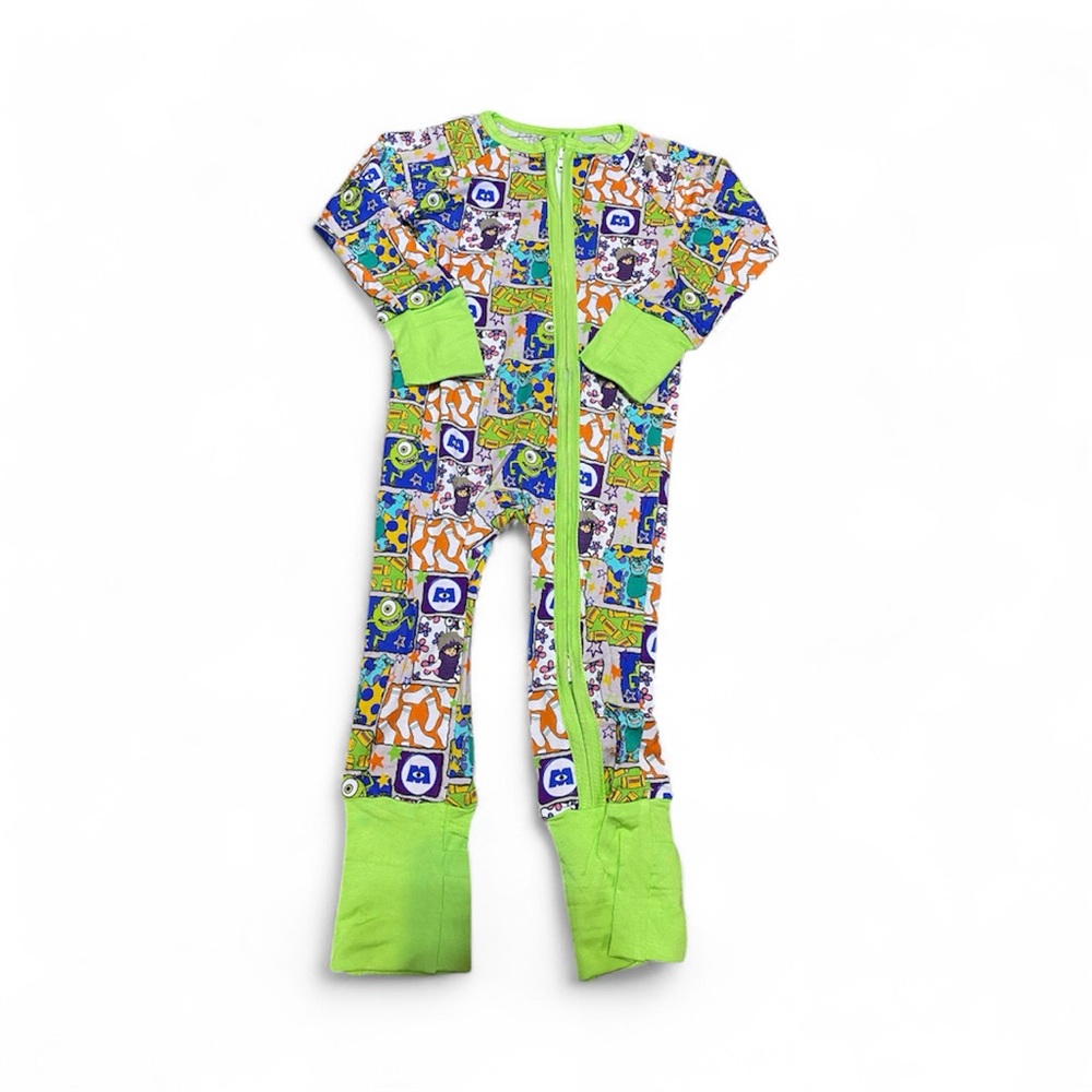 Monsters inc. Disney Colorful Kids Footie with Green Accents